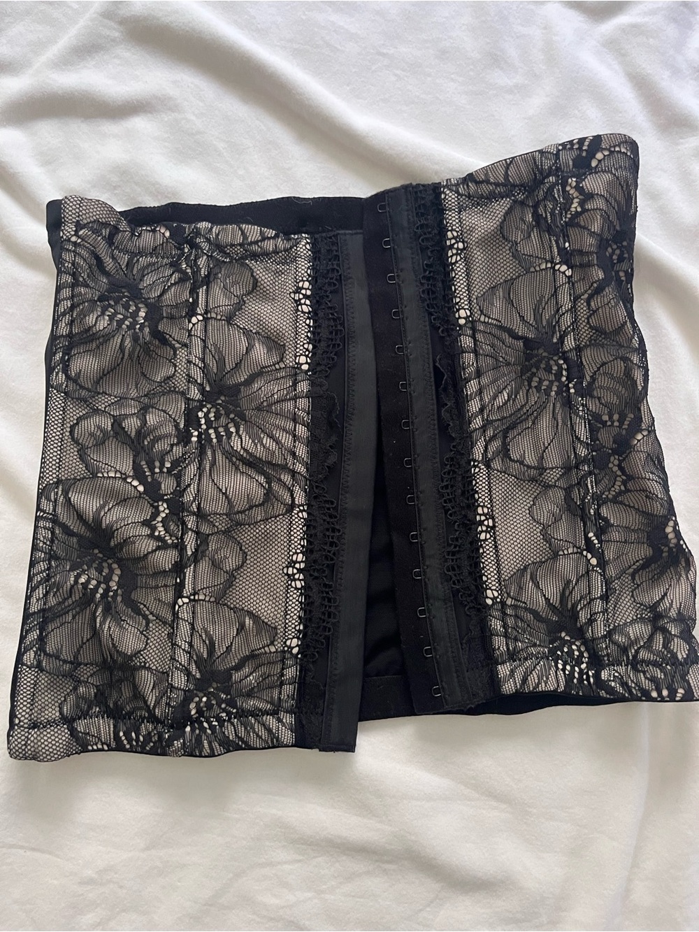 Maidenform Black Floral Girdle Corset Shapewear Small